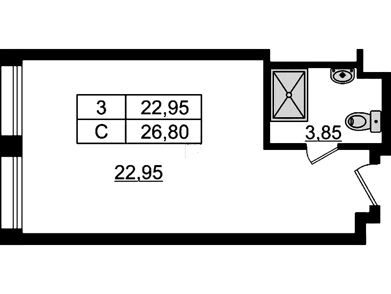 Квартира студия 26.97 м², 9/9 эт., Апарт-отель «Апарт отель Well»